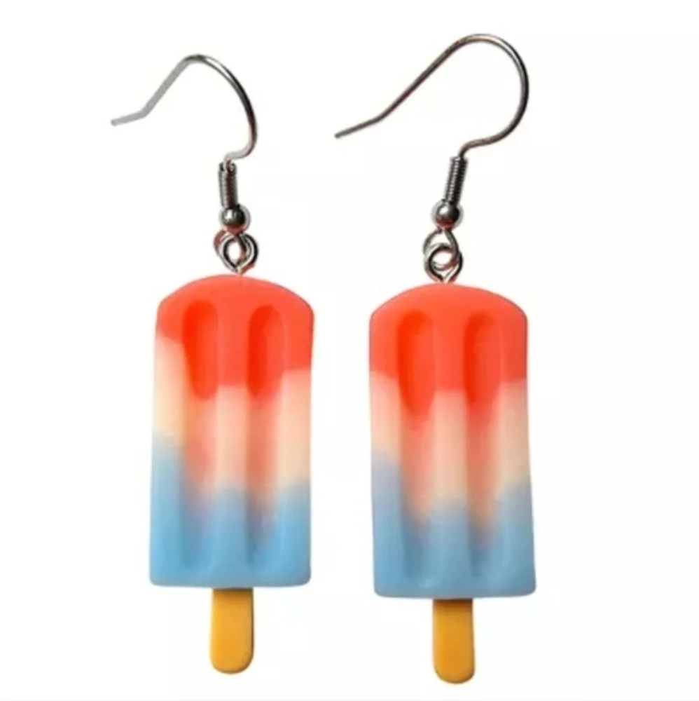 Red, White, Blue Popsicle Summer Womens Dangle‎ Earrings